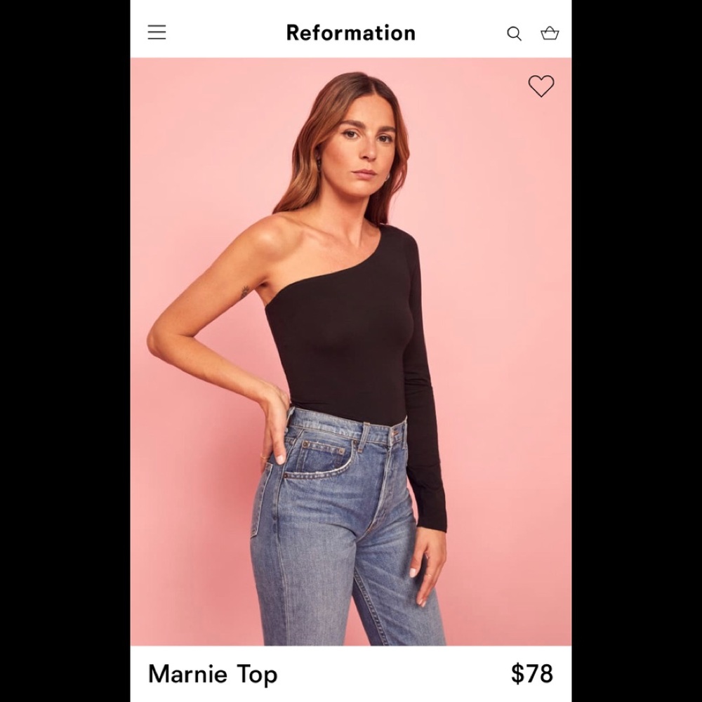 Reformation Marnie Black One-Shoulder Top
